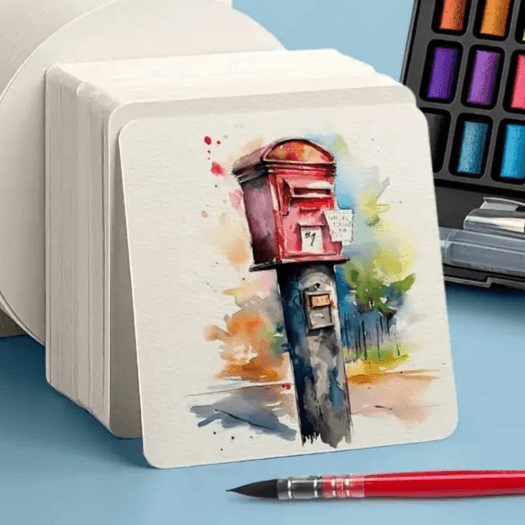 Premium Watercolor Paper Postcards 50pcs Square Shapes