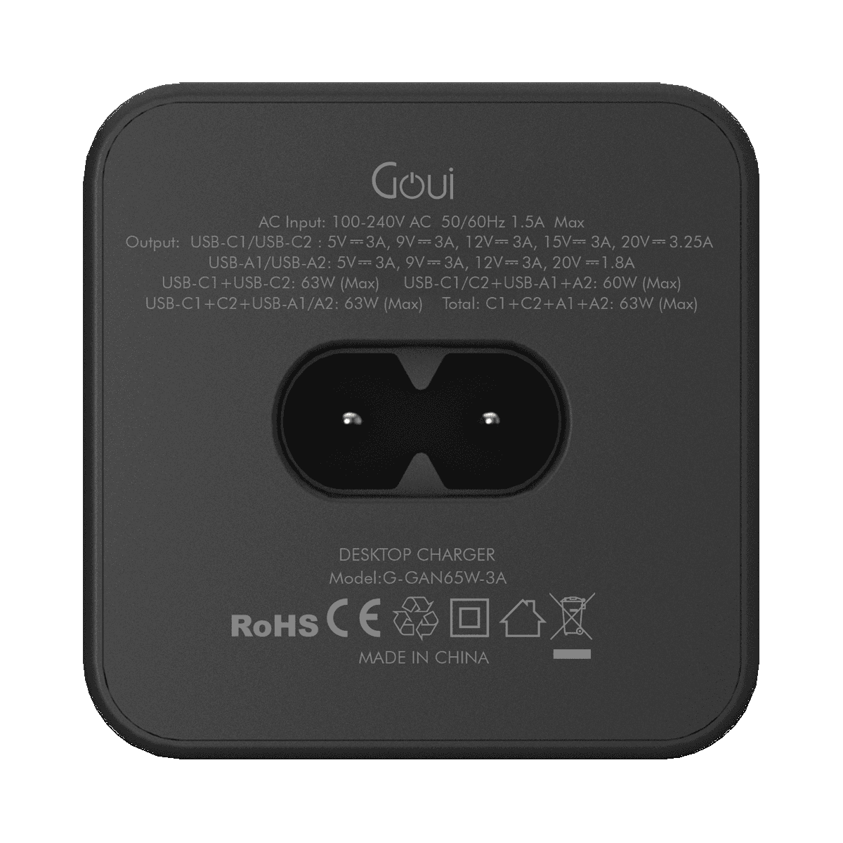 GQUI Tank Super Fast Desk Charger | 4 Ports | 65W UK PLug