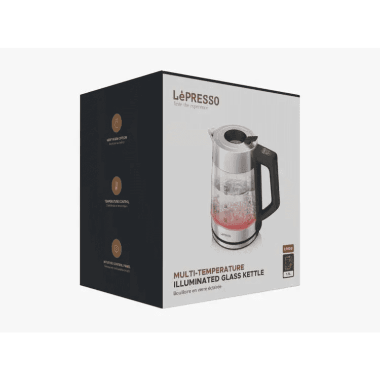 LePresso Illuminated Glass Kettle, - 2200W-black