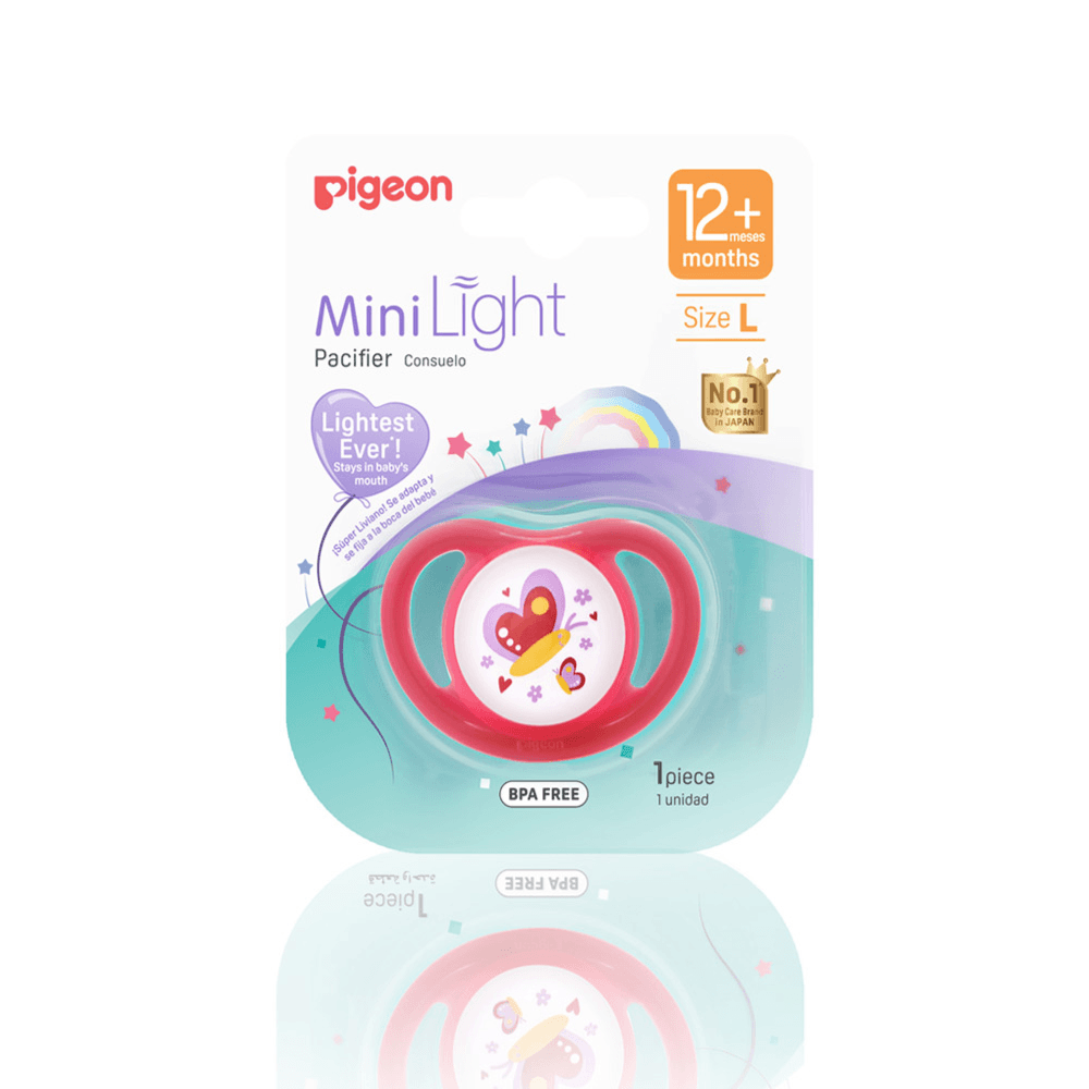 Pigeon Mini Light Girl Pacifier Size L 12+ Months Butterfly Decorated Ref 79910 1pcs