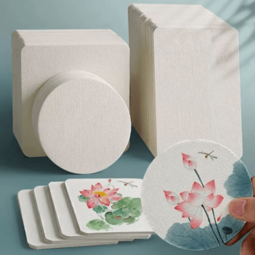 Premium Watercolor Paper Postcards 50pcs Round Shapes