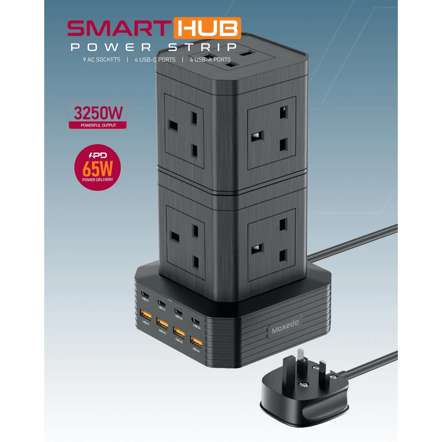 MOXEDO Smart Hub Power Strip, 65W Power Delivery
