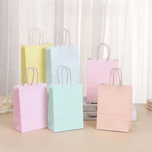 12pcs Kraft Paper Gift Bags with Handles - Assorted Colors