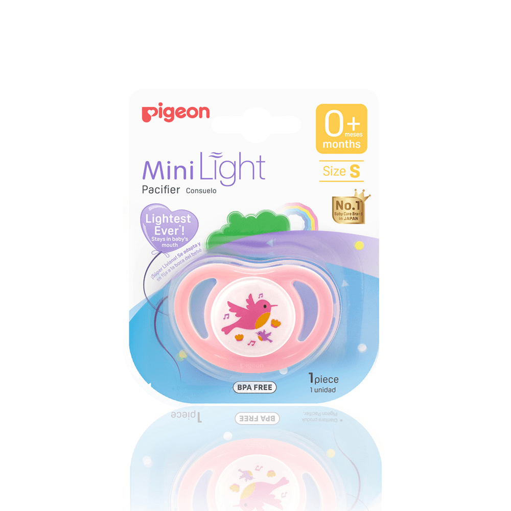 Pigeon Mini Light Girl Pacifier Size S 0+ Months Bird Decorated Ref 79904 1pcs