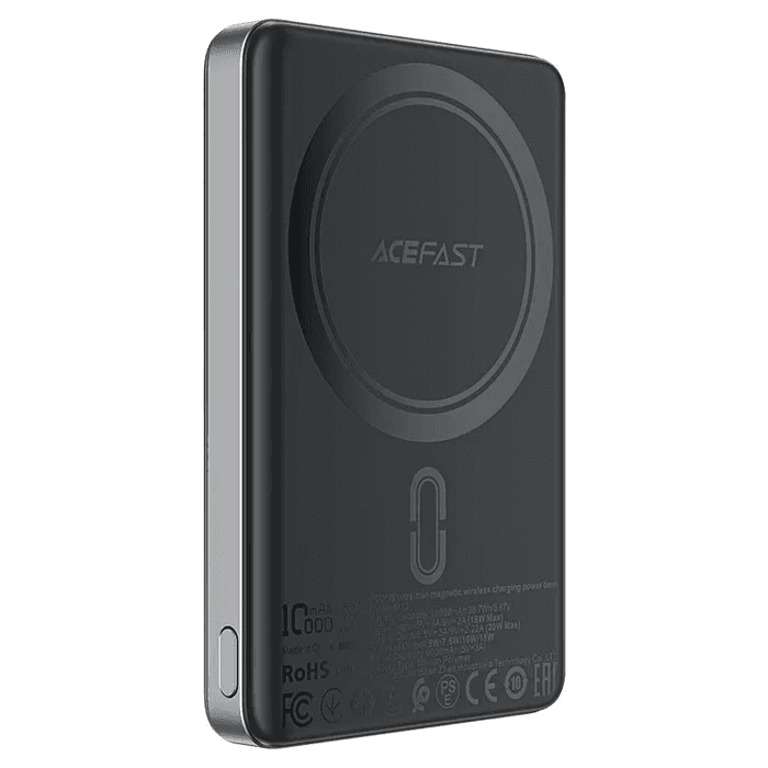 ACEFAST M12-10000 PD20W ULTRA-THIN MAGNETIC WIRELESS CHARGING POWER BANK BLACK