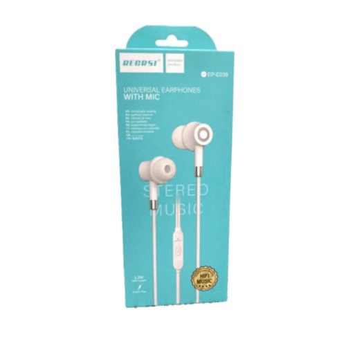 RECRSI - UNIVERSAL EARPHONES WITH MIC (EP-E038)