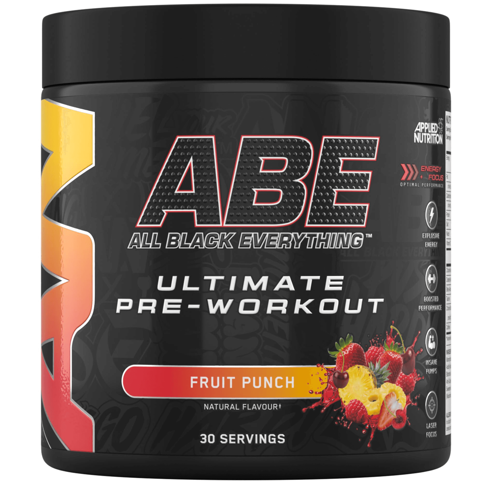 Applied Nutrition ABE Pre Workout - All Black Everything Pre Workout Powder Fruit Punch Flavor, 30 Servings