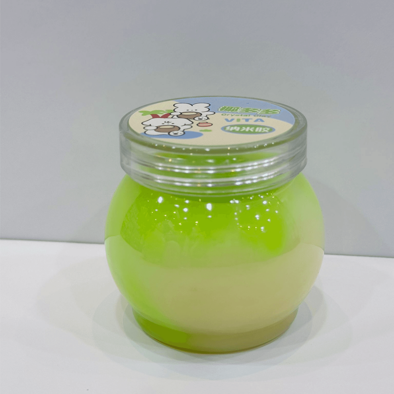 Crystal clay mixed white&green