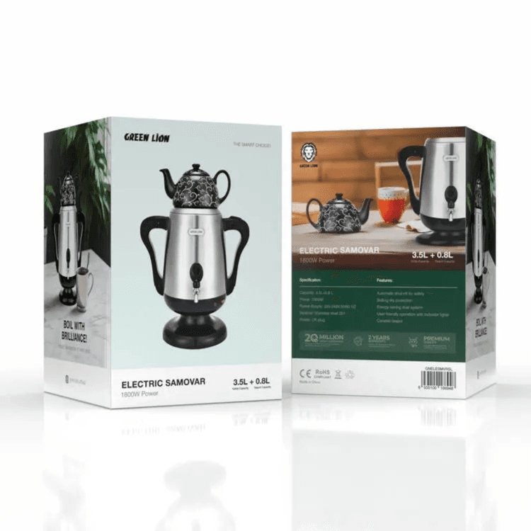 ELECTRIC SAMOVAR  Dual System 1800W POWER  Green Lion  BLACK- 