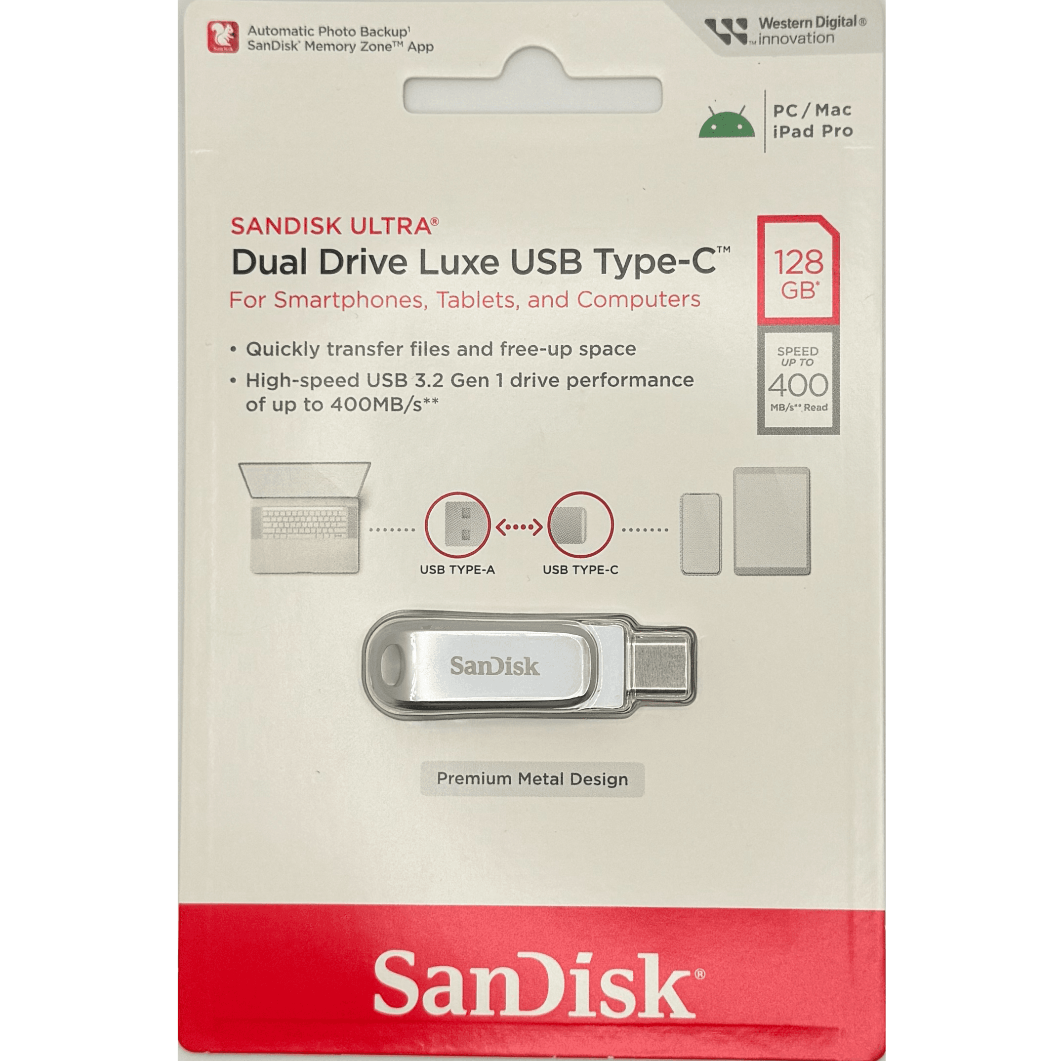 SanDisk 128GB Ultra Dual Drive Luxe USB Type-C Flash Drive SDDDC4-128G-G46