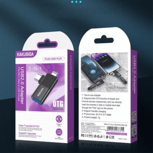 KAKUSIGA - 2 IN 1 USB 2.0 ADAPTER iP & USB-C (KSC-1410)