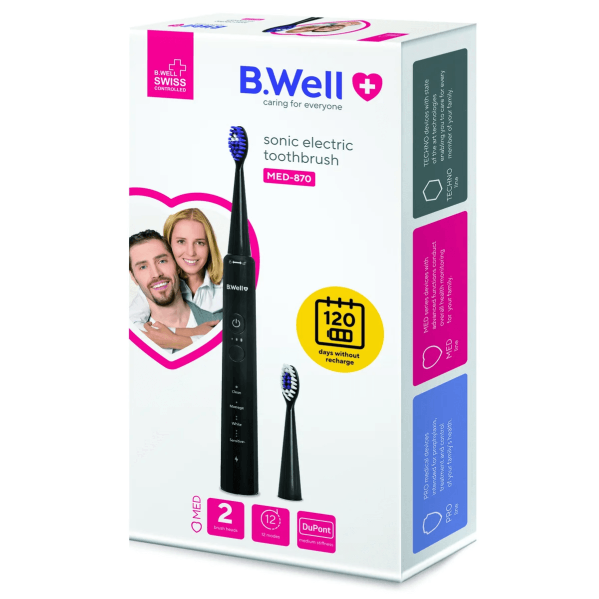B.WELL SONIC ELECTRIC TOOTHBRUSH MED870 BLACK