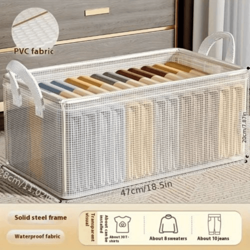 Foldable Clothes Storage Box - Under Bed & Wardrobe Organizer (Transparent)