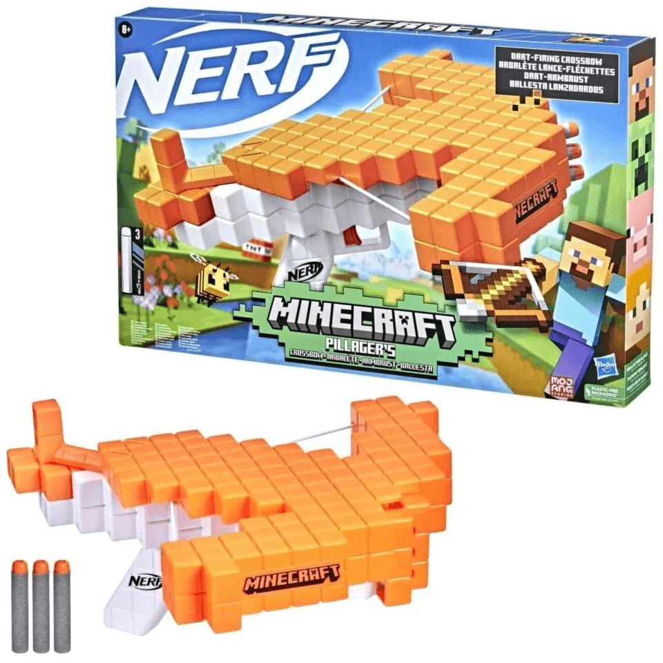 Hasbro- NERF Minecraft Pillager's Crossbow With 3 Darts