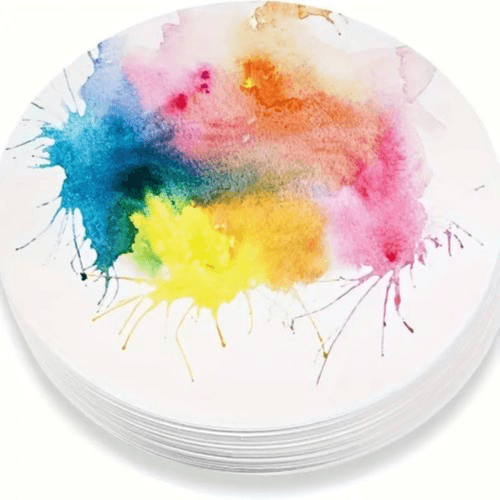 30pcs Premium White Round Handmade Cardstock for Watercolor and Oil Painting