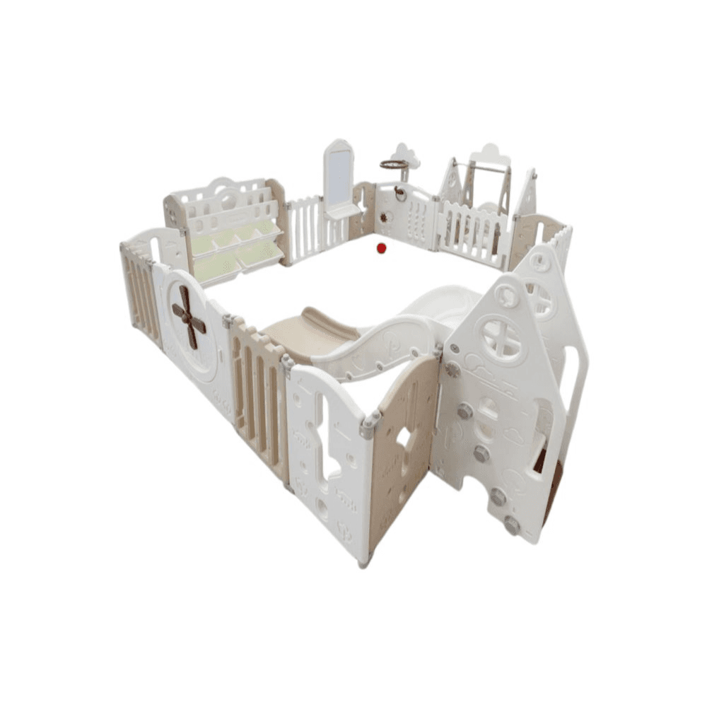 Playpen + Basketball Hoop + Slide + Swing + Cabinet