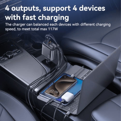 YESIDO - Super Fast Car Charger with PD & QC Ports 117W (Y63)