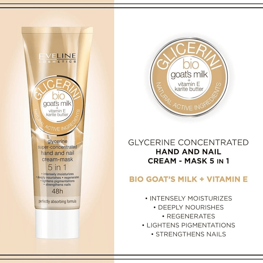 Eveline Glycerin Super Concentrated Hand & Nail Cream-mask 5in1 100ml  