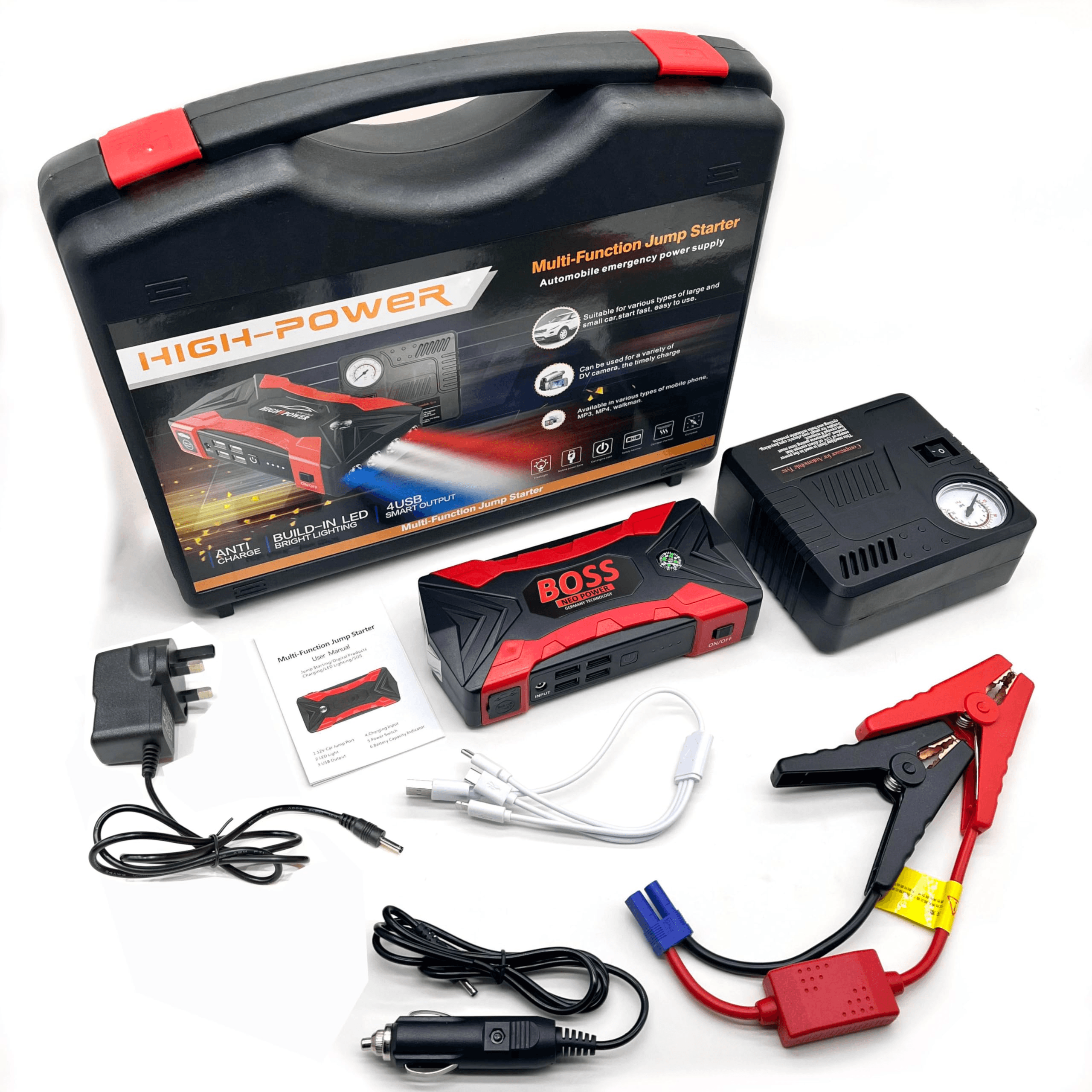 Boss Multi Function Jump Starter with Air Compressor