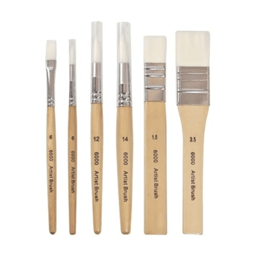 6pcs Premium Paint Brush Set - Wooden Handles & Nylon Bristles for All Art Styles