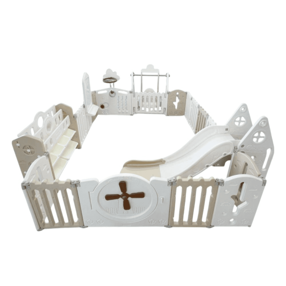 Playpen + Basketball Hoop + Slide + Swing + Cabinet