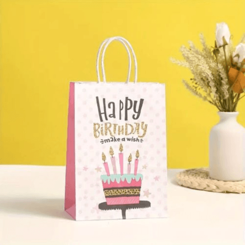 8pcs Cartoon Kraft Paper Gift Bags for Birthday & Party
