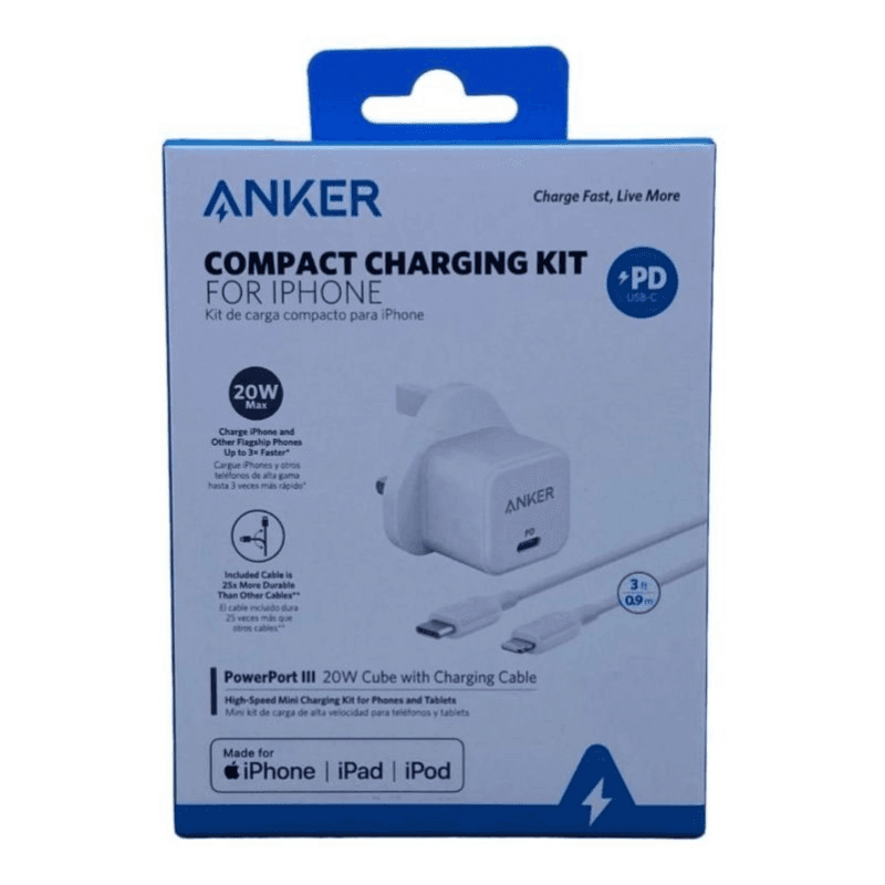 Anker compact charging kit for  I phone  20 W 3ft .9m 