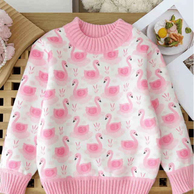 Girls' flamingo print Sweater 