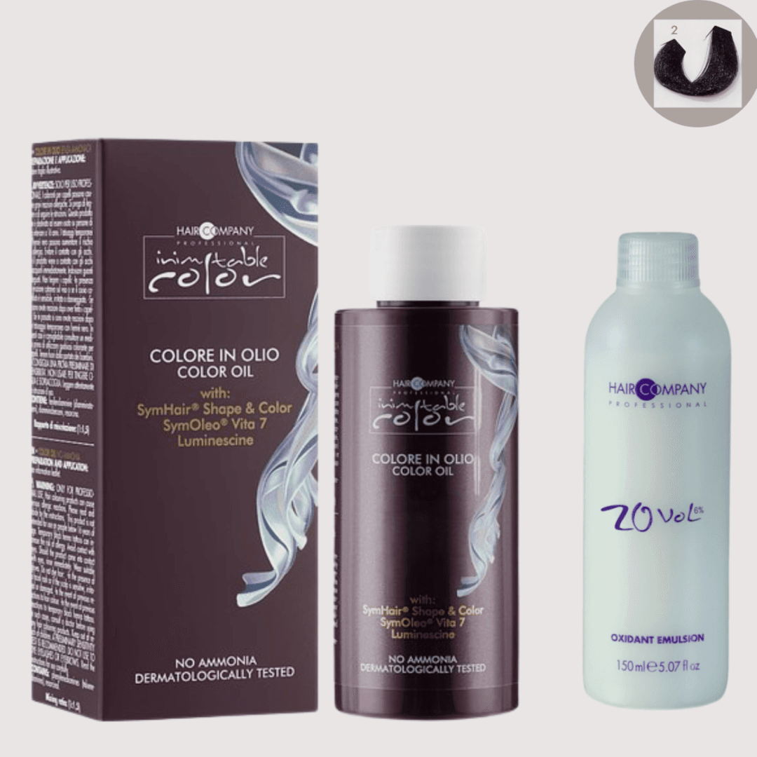 زيت تلوين الشعر Inimitable من Hair Company 2 بني 100 مل LB13119 + مستحلب مؤكسد بنسبة 20%