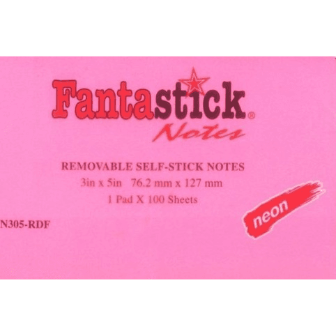 Fantastick  Fantastick Removable Self Stick notes 100sheet 76.2x127 mm pink