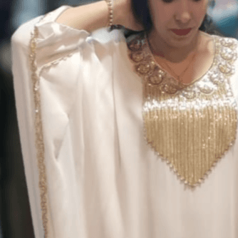 White Butterfly-Shaped Chiffon Jalabiya
