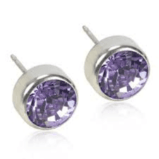 Blomdahl Earring Silver titanium Bezel 5mm Violet Type C