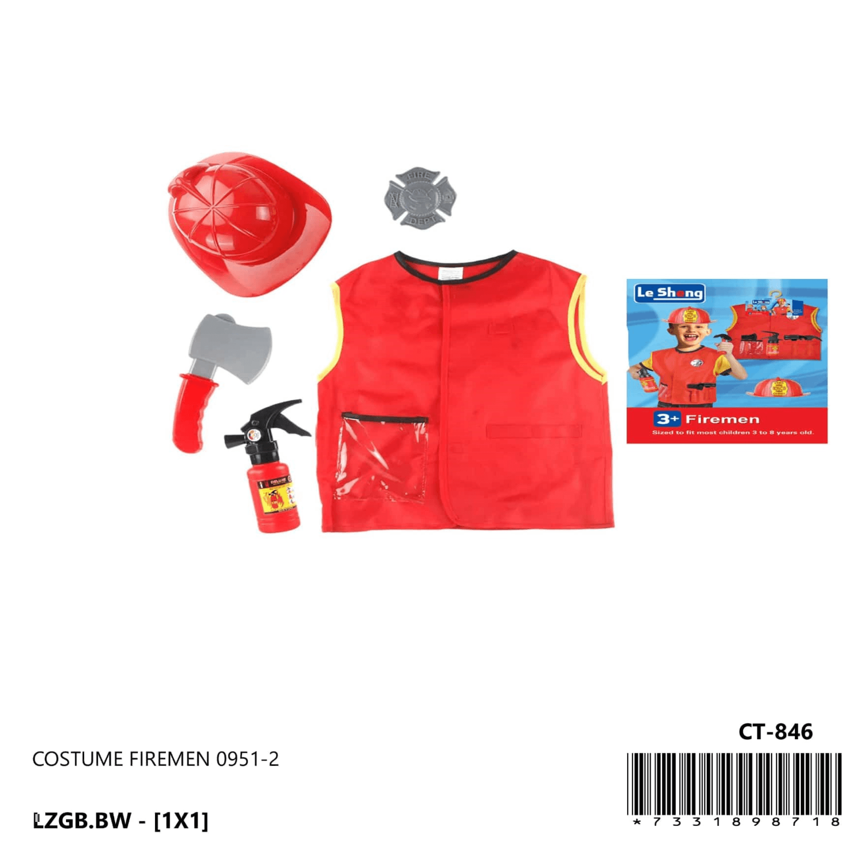 KIDS COSTUME FIREMAN 0951-2CT-846