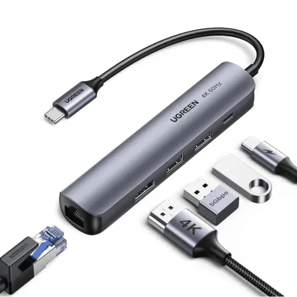 Usb-c 5-in-1 Multifunctional Adapter Ethernet Adapter with 4K HDMI Ugreen