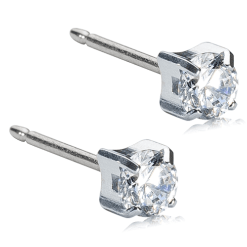 Blomdahl Earring Silver Titanium Tiffany 4mm CZ White Type D