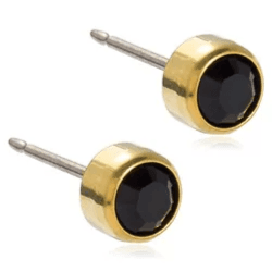 Blomdahl Earring Gold titanium Bezel 3mm Black Type C