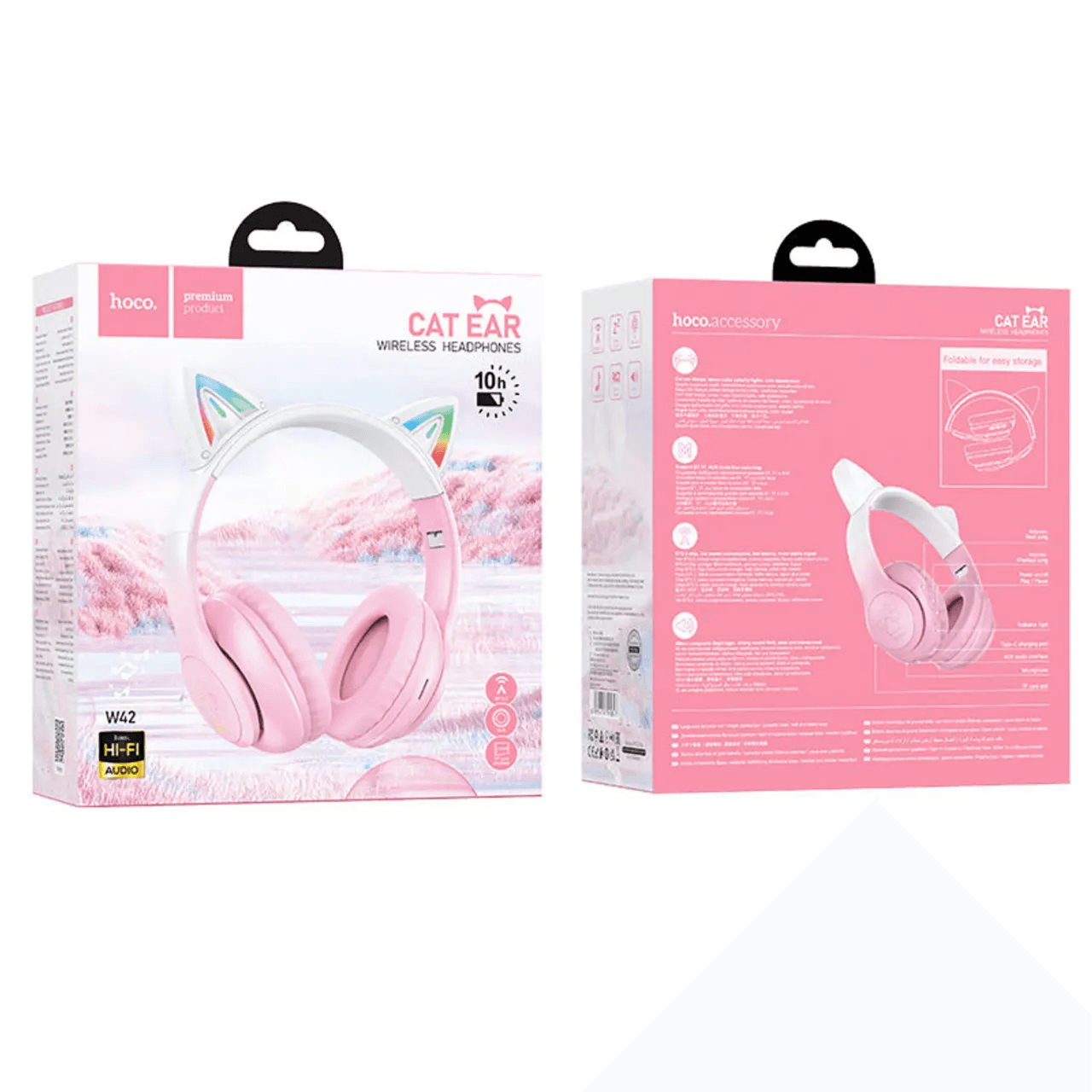 Cat Ear Wireless Bluetooth Headphone Hoco W42  - Pink