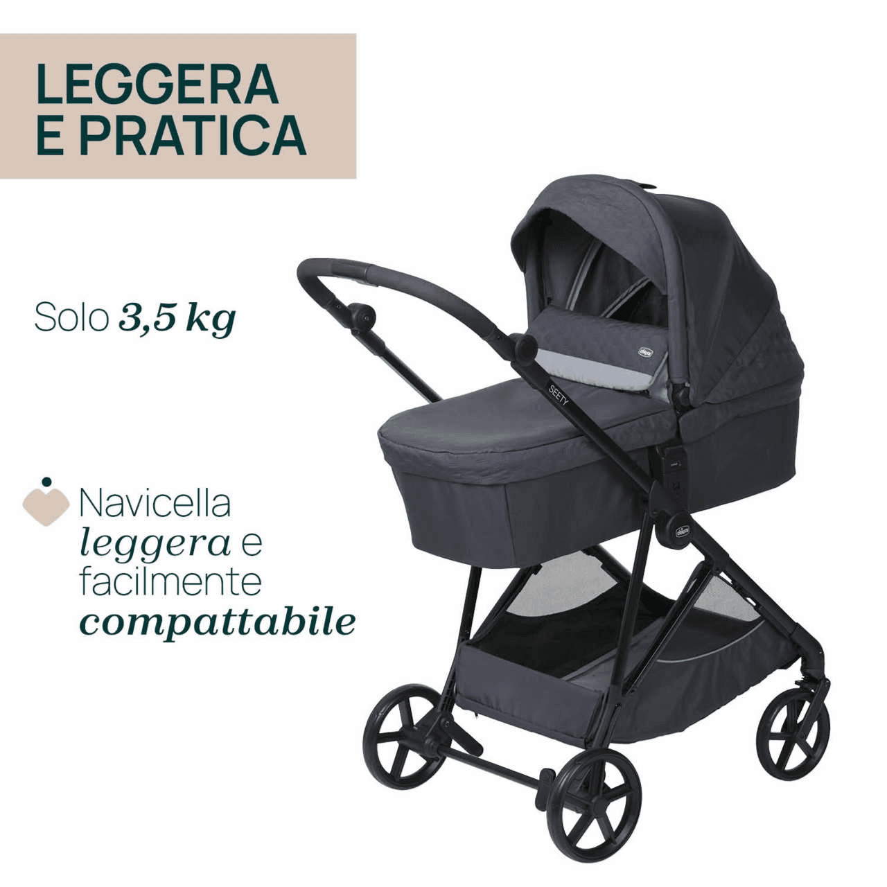 Chicco Seety Carrycot - Boston Grey