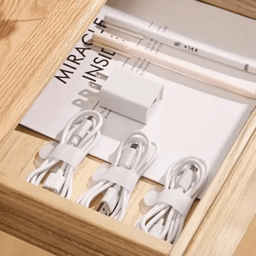 10pcs Data Cable Organizer Magic Tape (White)
