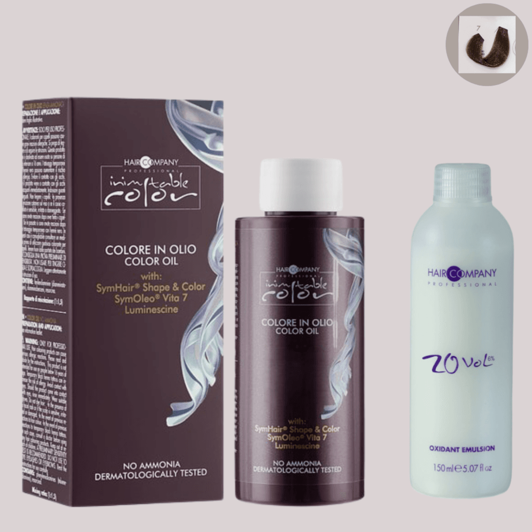 زيت تلوين الشعر Inimitable من Hair Company 7 100 مل LB13124 + مستحلب مؤكسد 20 مجلد (6%)