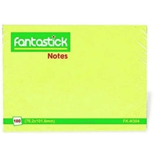Fantastick Removable Self Stick notes 76.2x101.6 mm 100  sheets yellow
