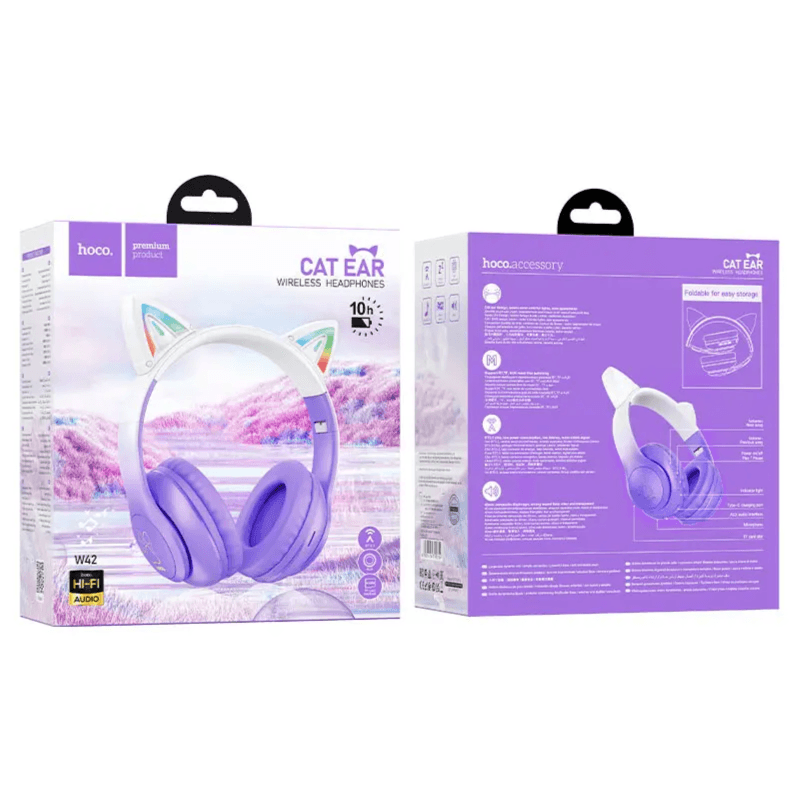 Cat Ear Wireless Bluetooth Headphone Hoco W42  - Pruple Grape