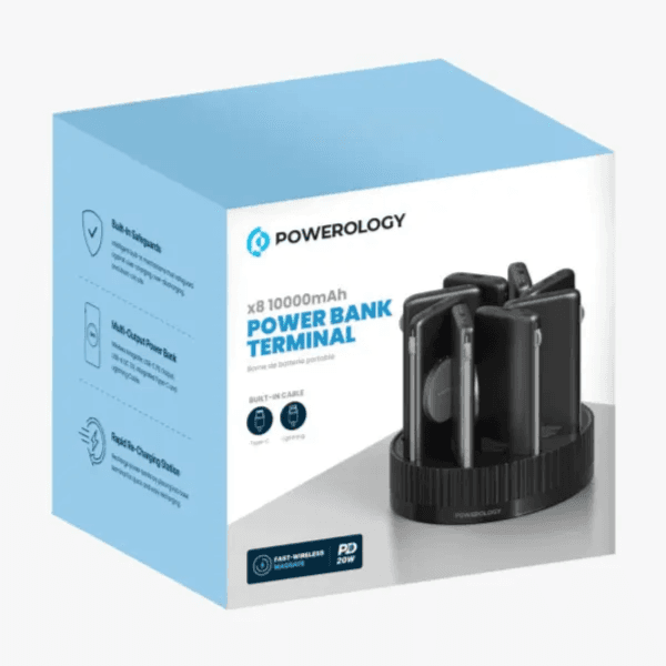 Powerology 8 In 1 Magsafe Wireless Power Station 8*10000Mah PD20W - BLACK
