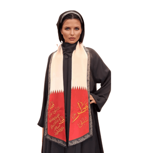 Qatar National Day scarf for women, Qatar scarf embroidered with high quality, Qatar scarf elegance and distinction, Qatar gifts, size 16-180 cm