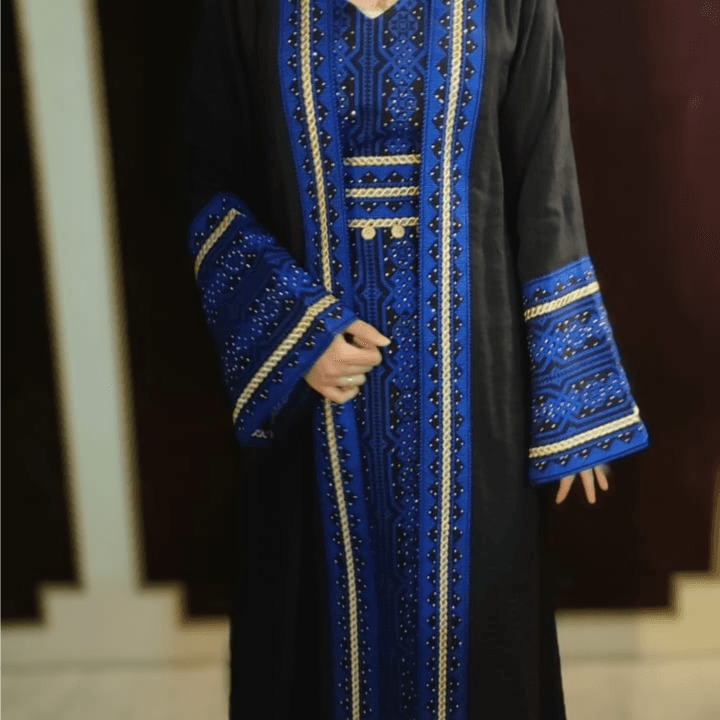Palestinian Jalabiya And Bisht Set - Black