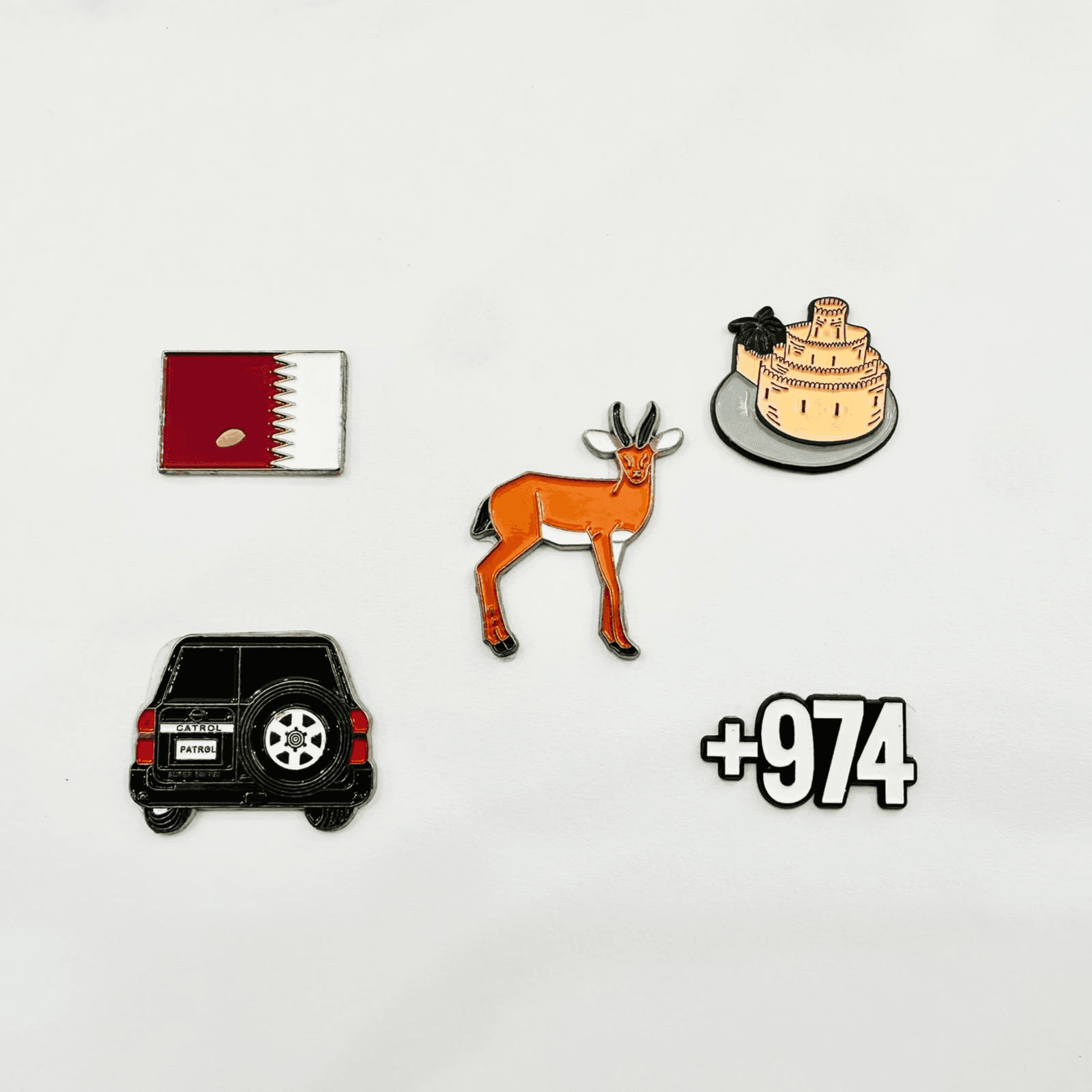 Metal 3D Stickers Qatar Logos Combo For Mobile Phones, Laptops And More - 5 pcs