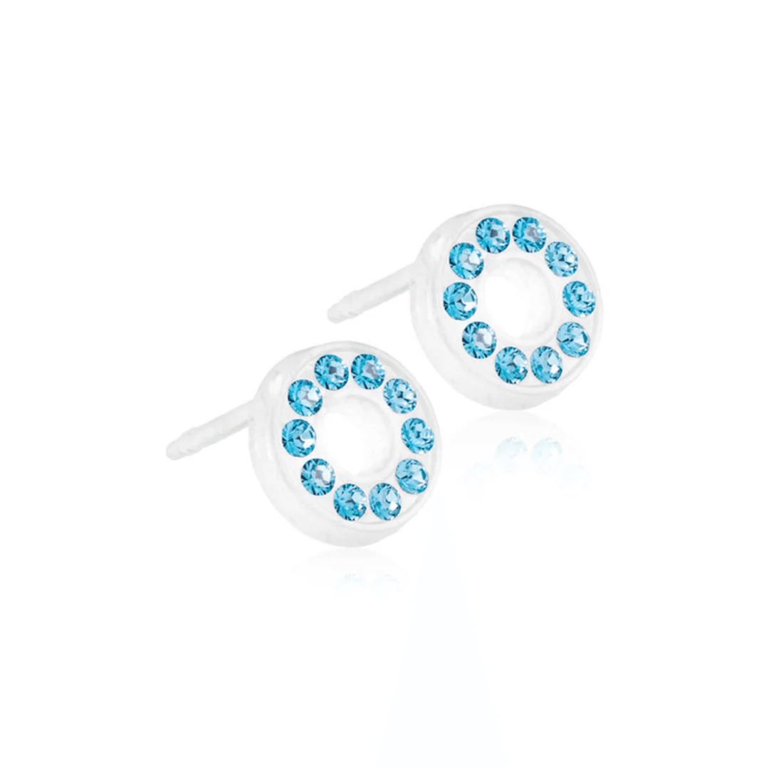 Blomdahl Earring Brillance Puck Hollow 8mm Aqua Type D