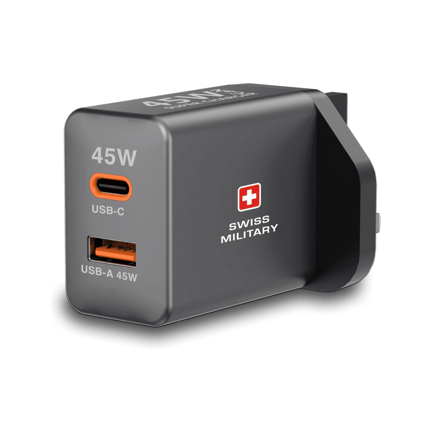 Swiss Military 45W GaN Wall Charger with USB-C & USB-A Ports