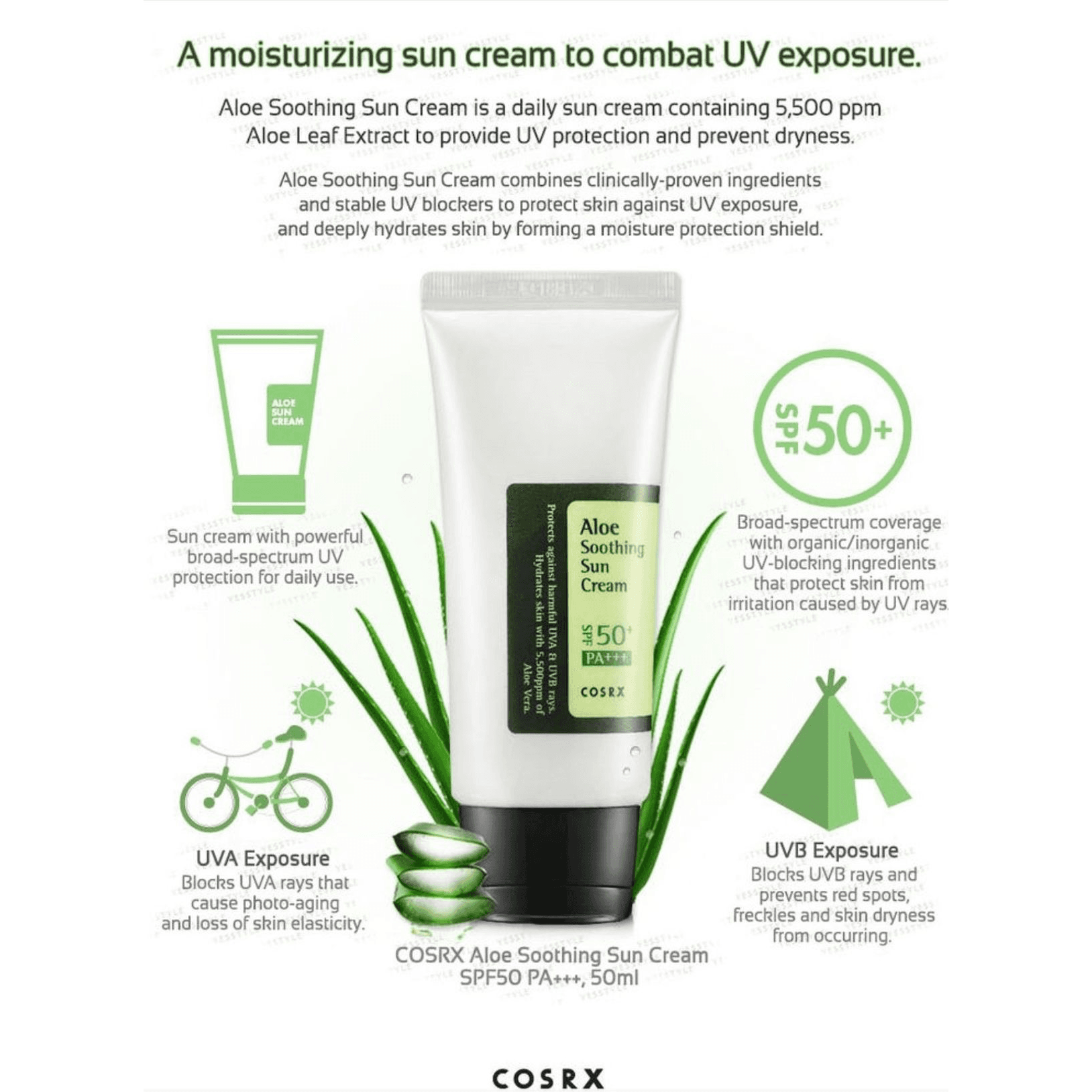 Cosrx Aloe Soothing Sun Cream SPF50+ PA+++ – 50ML