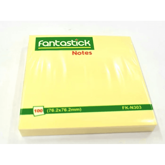 Fantastick Removable Self Stick notes 76.2x76.2 mm 100  sheets yellow